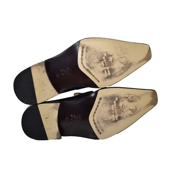 A8 Auth PAOLO IANTORNO Ren Brown Tumbled Leather Split Toe Loafer Shoes Size 46 - Picture 5 of 6